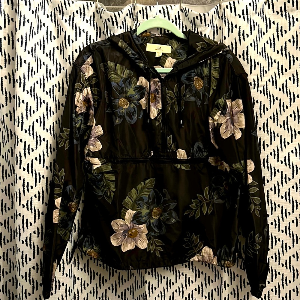 Floral half zip wind breaker